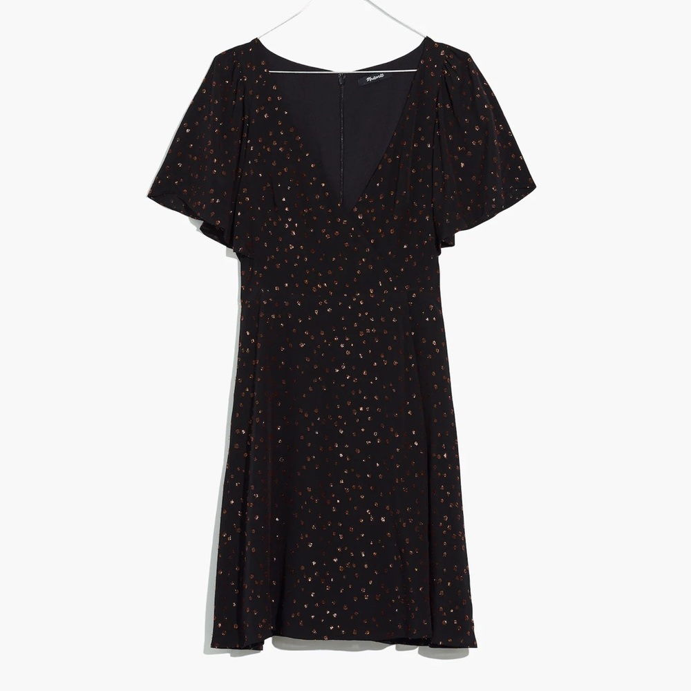 Madewell Black Flutter Sleeve Mini Dress